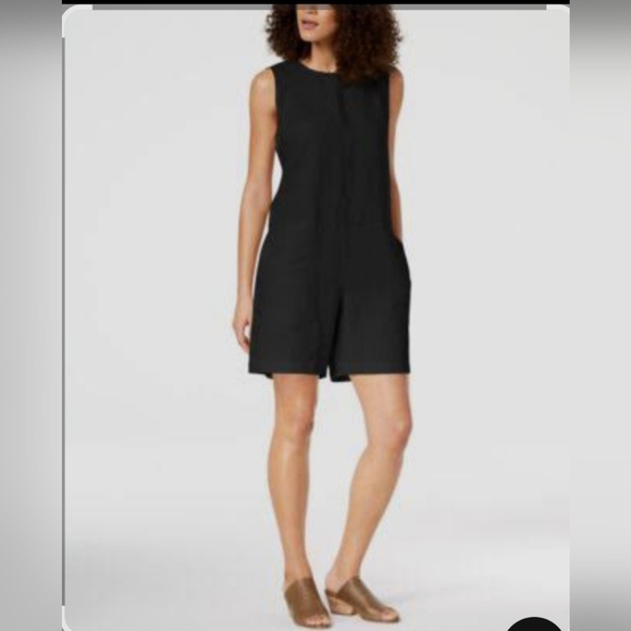 Eileen Fisher Black Sleeveless Jumpsuit 93% Tencel-lyocell, 7% Elastano - Picture 1 of 7